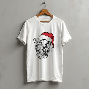 Skulls And Bodies Christmas With Santa Hat Humor T-Shirt