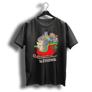 Sledgehog Funny Hedgehog Christmas Sleigh With Gifts And Toys T-Shirt