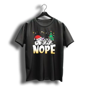 Sleeping Christmas Zebra Nope Santa Hat Tree T-Shirt