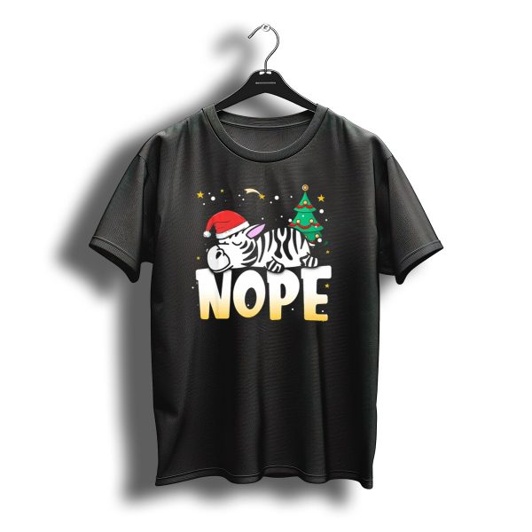 Sleeping Christmas Zebra Nope Santa Hat Tree T Shirt t shirt 1