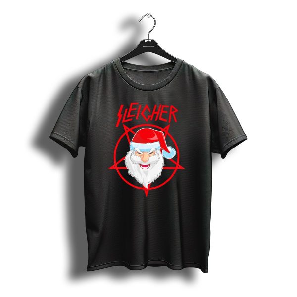 Sleigher Santa Claus Metal Christmas Coo Pentagram Santa Hat T Shirt t shirt 1
