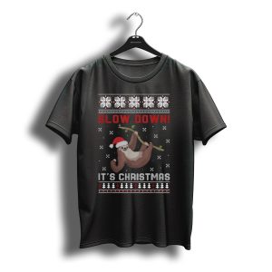 Slow Down It'S Christmas Santa Hat Sloth With Snowflake T-Shirt