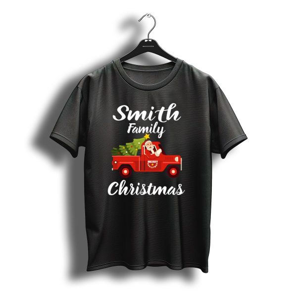 Smith Family Christmas Merry Christmas Red Truck Santa Holiday Tree T Shirt t shirt 1