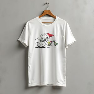 Snoopy And Woodstock Dancing In Santa Hats Christmas T-Shirt