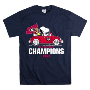 Snoopy And Woodstock Georgia Bulldogs Super Bowl Lvi Champions Shirt