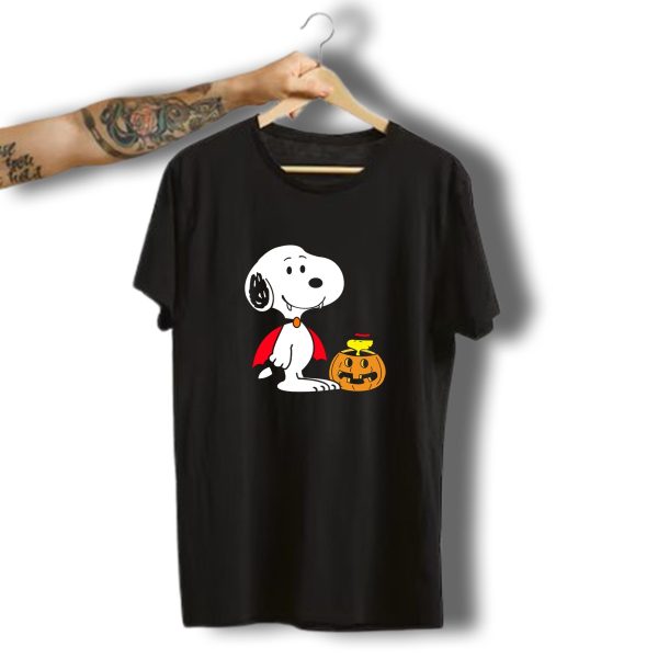 Snoopy Halloween Vampire With Woodstock In Pumpkin Hat T Shirt t shirt 1