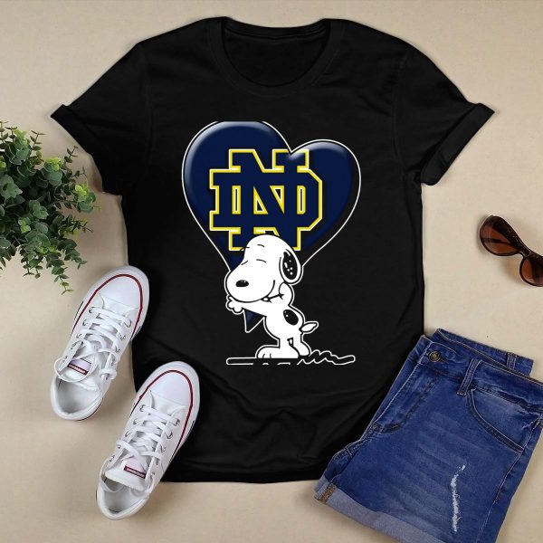 Snoopy Heart Hug Notre Dame Fighting Irish Nd T Shirt Black 1