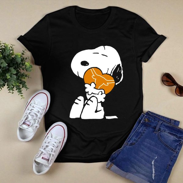 Snoopy Hugging Texas Longhorns T Shirt Style 1 Black 1