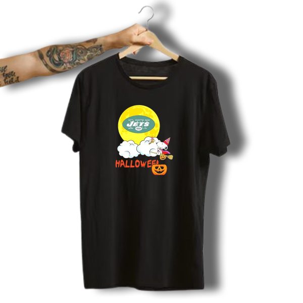 Snoopy Jets Nfl Halloween 2024 Moon Pumpkin Clouds T Shirt t shirt 1