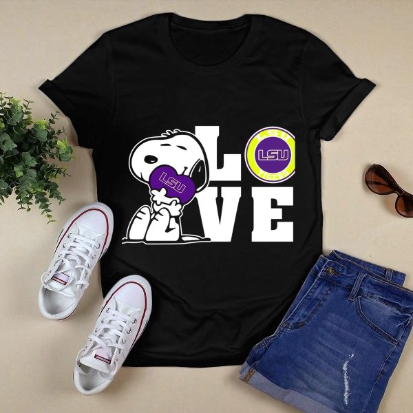 Snoopy Love LSU Tigers LSU T Shirt Black 1
