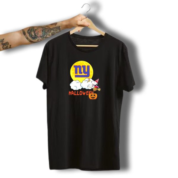 Snoopy New York Giants Nfl Halloween 2024 Flying Witch With Pumpkin And Moon T Shirt t shirt 1