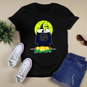 Snoopy Notre Dame Fighting Irish Halloween Moon Pumpkins T-Shirt
