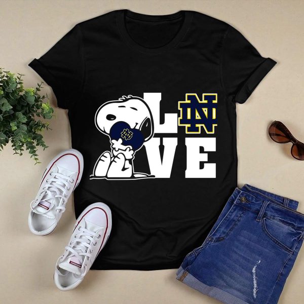 Snoopy Notre Dame Fighting Irish Love Nd T Shirt Black 1