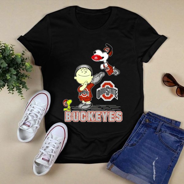Snoopy Ohio State Buckeyes Football Charlie Woodstock T Shirt Black 1
