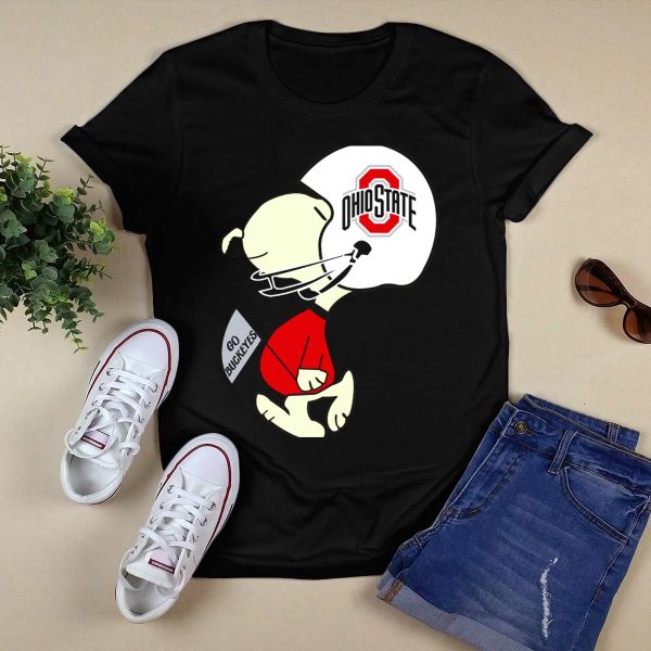 Snoopy Ohio State Buckeyes Go Buckeyes Football Helmet T Shirt Black 1