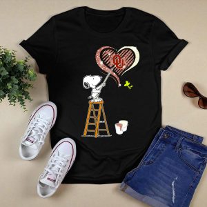 Snoopy Oklahoma Sooners Heart Painting Woodstock T-Shirt