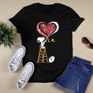 Snoopy Painting Alabama Crimson Tide Heart T Shirt