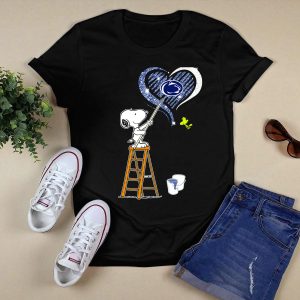 Snoopy Painting Penn State Nittany Lions Heart With And Woodstock T-Shirt