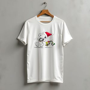 Snoopy Santa Christmas Lights With Woodstock T-Shirt