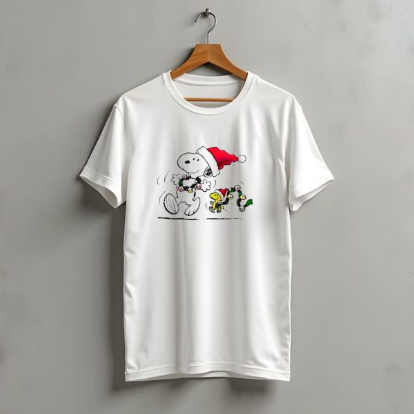 Snoopy Santa Christmas Lights With Woodstock T Shirt t shirt 1