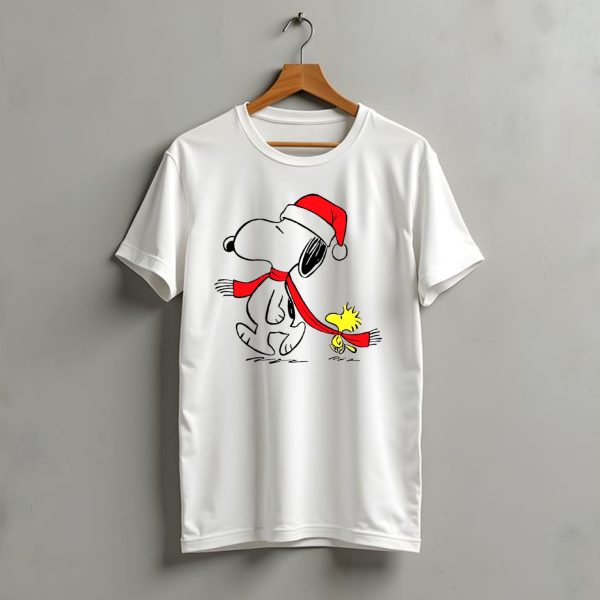 Snoopy Woodstock Charlie Brown Christmas Santa Hat Natalan T Shirt t shirt 1