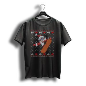 Snowboarding Santa With Goggles In Ugly Christmas T-Shirt