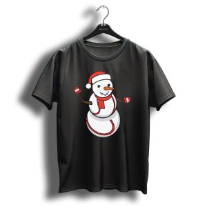 Snowman Baseball Christmas Yule Sports Lovers Holiday Festive T-Shirt
