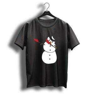 Snowman Dabbing Funny Christmas Snowman In Top Hat And Red Mittens T-Shirt