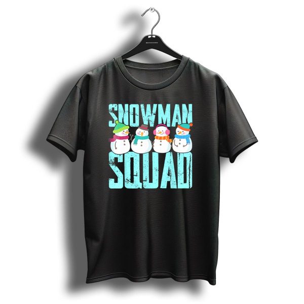 Snowman Squad Christmas Elf Snowmen With Scarves And Hats T Shirt 1 t shirt 1