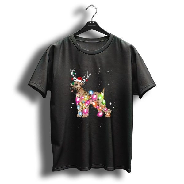 Soft Coated Wheaten Terrier With Antlers And Christmas Lights T Shirt 1 t shirt 1