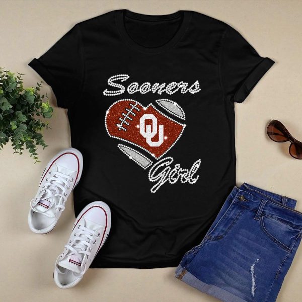Sooners Girl Ou Football Heart Design G1003 Oklahoma Sooners T Shirt 1