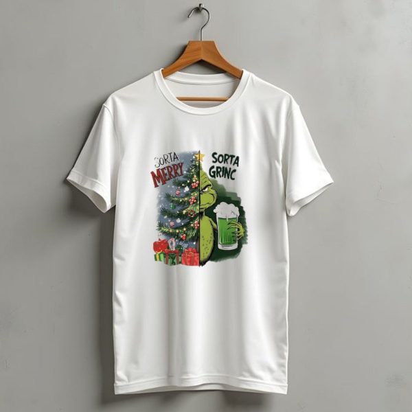 Sorta Merry Sorta Grinch Christmas Tree And Green Drink T Shirt 1 t shirt 1