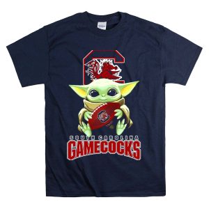 South Carolina Gamecocks Baby Yoda Holding Football T-Shirt
