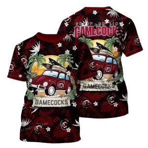 South Carolina Gamecocks Camping Summer Tropical All-Over Print T Shirt