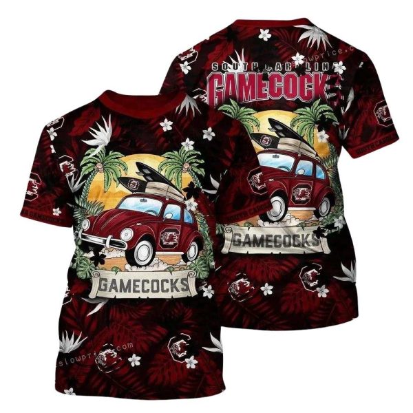 South Carolina Gamecocks Camping Summer Tropical AOP T Shirt 1
