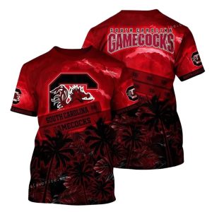 South Carolina Gamecocks Coconut Sunset Tropical All-Over Print T Shirt