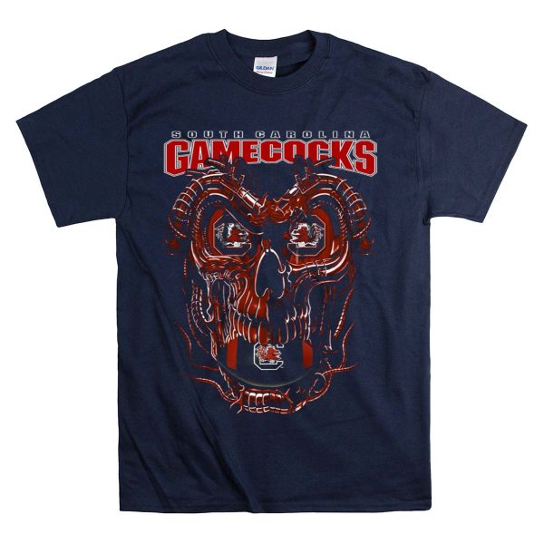 South Carolina Gamecocks Dragonskull Football T Shirt 1 Navy
