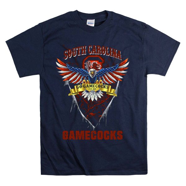 South Carolina Gamecocks Eagle Go Gamecocks Est 1801 T Shirt 1 Navy