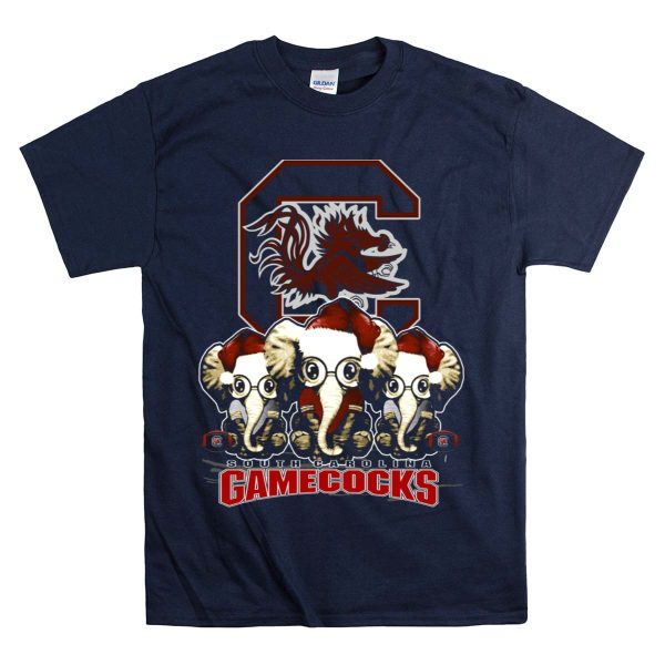 South Carolina Gamecocks Elephants Christmas T Shirt 1 Navy