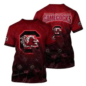 South Carolina Gamecocks Flamingo Landscape Vintage All-Over Print T Shirt