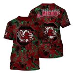 South Carolina Gamecocks Floral Leafs Pattern All-Over Print T Shirt