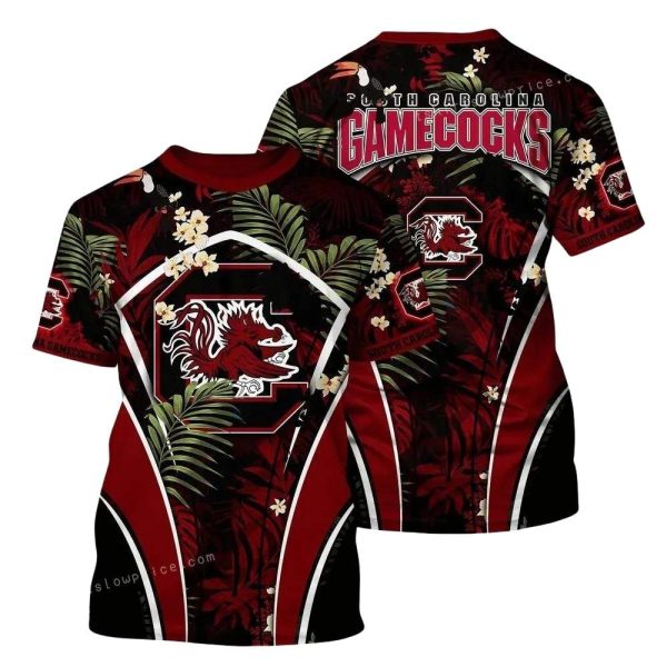 South-Carolina-Gamecocks-Floral-Leafs-Uniform-AOP-T-Shirt-1 South Carolina Gamecocks Floral Leafs Uniform AOP T Shirt 1
