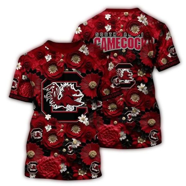 South-Carolina-Gamecocks-Flower-3D-Shirt-Gamecocks-Gifts-2 South Carolina Gamecocks Flower 3D Shirt Gamecocks Gifts 2