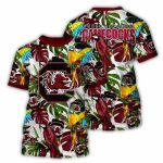 South Carolina Gamecocks Parrot Leafs Art All-Over Print T Shirt