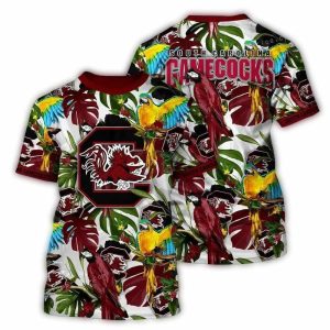 South Carolina Gamecocks Parrot Leafs Art All-Over Print T Shirt