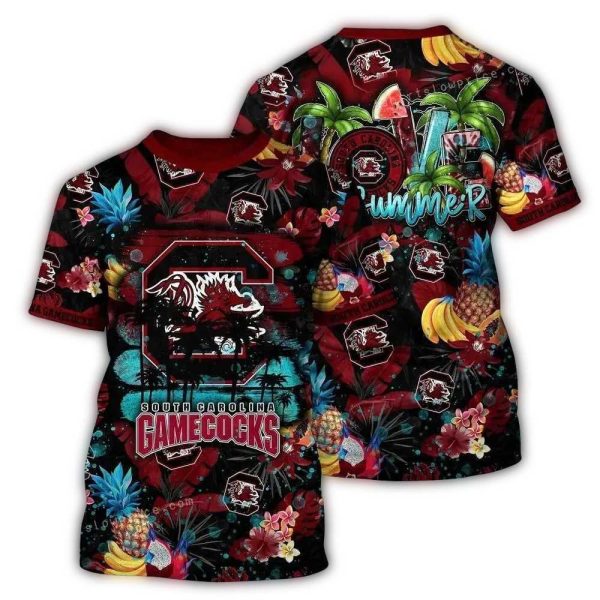South Carolina Gamecocks Flower 3D Shirt South Carolina Gamecocks Gifts For Her 2