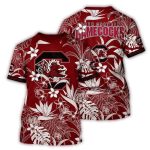 South Carolina Gamecocks Floral White All-Over Print T Shirt