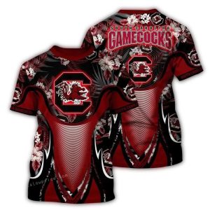 South Carolina Gamecocks Floral Flower Uniform All-Over Print T Shirt