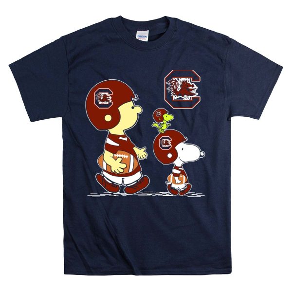 South Carolina Gamecocks Football Peanuts Characters T Shirt 1 Navy