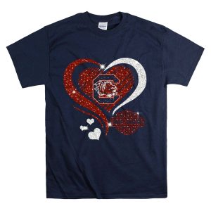 South Carolina Gamecocks Hd Heart Intertwine T-Shirt